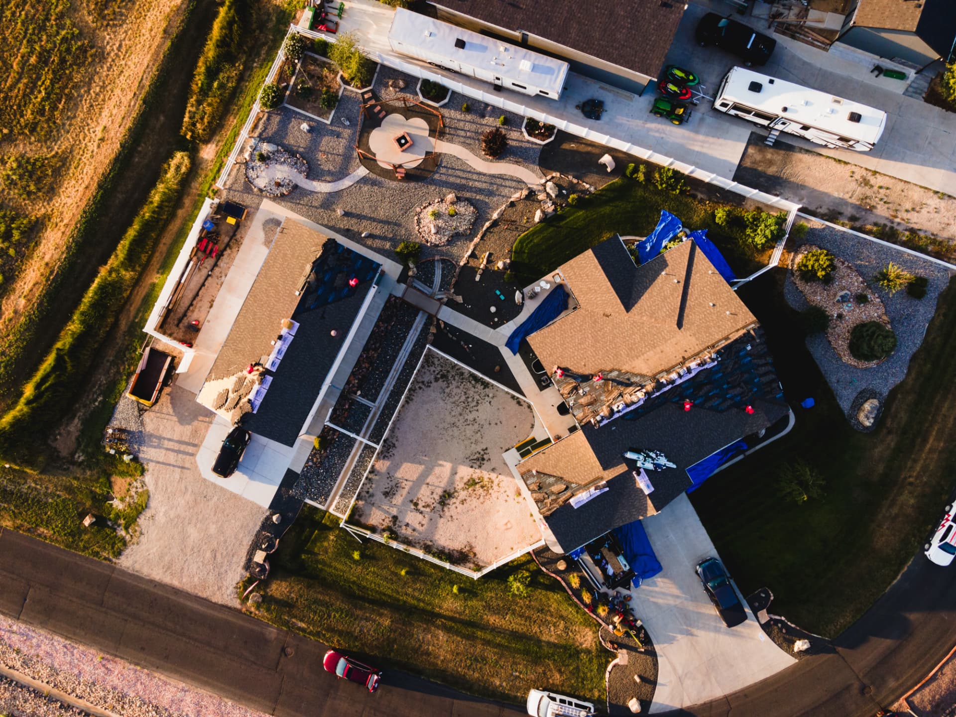 Mid-job from the air, Windsor, CO